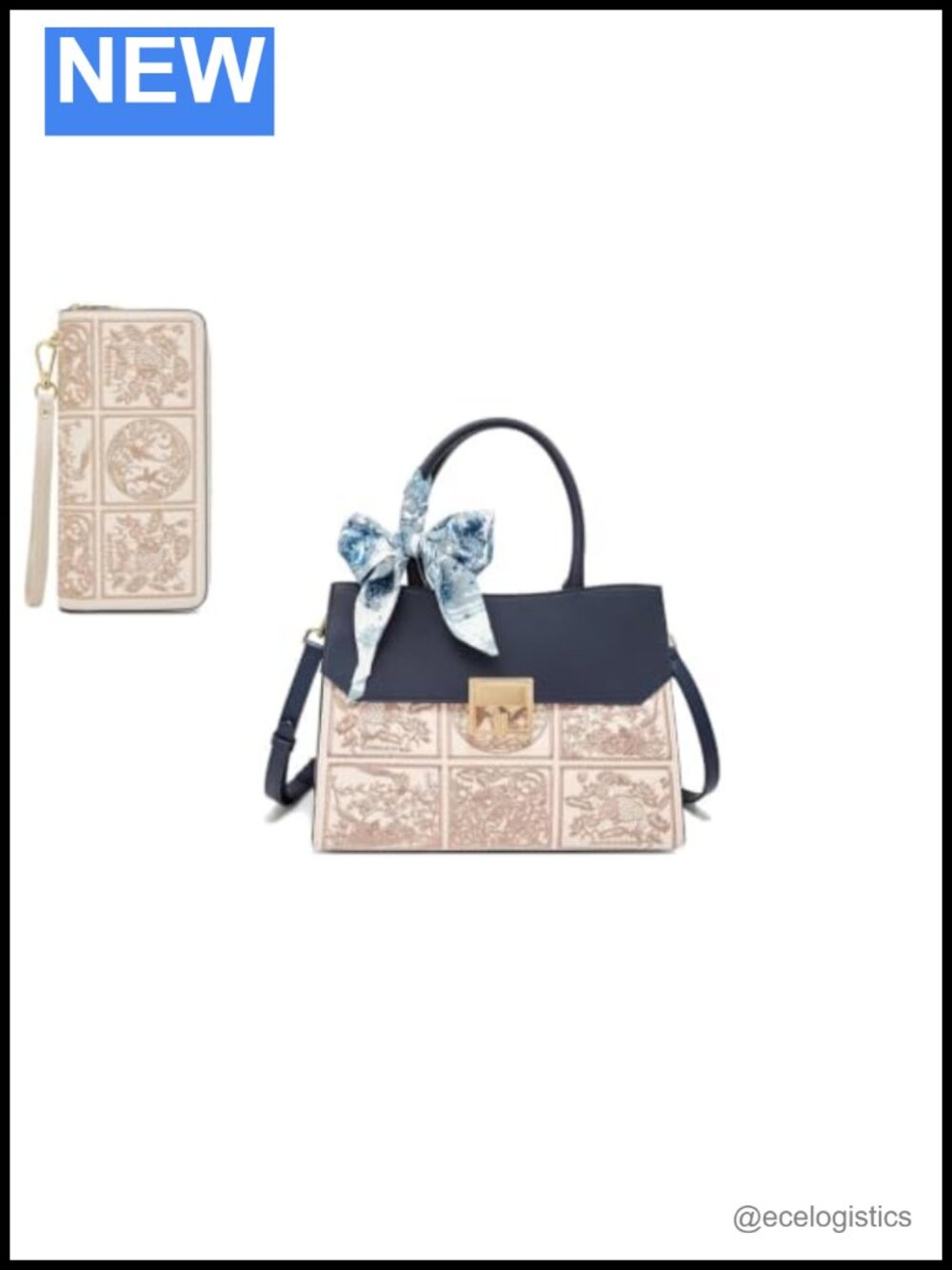Genuine Leather Tote Bag with Adjustable Strap and Slim Wallet